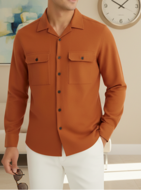 Men’s Rust Orange Casual Shirt