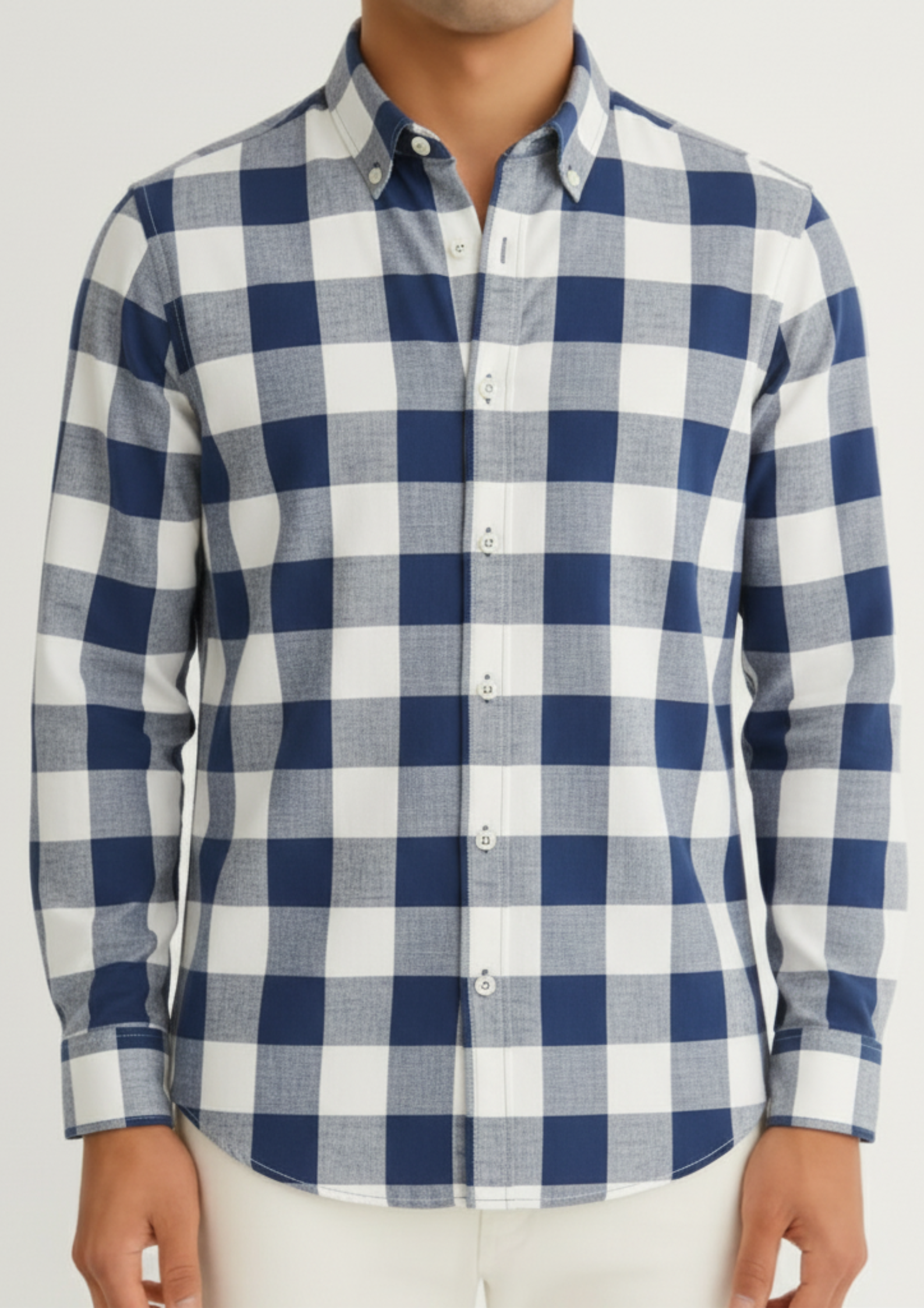 Men’s Navy Blue Check Casual Shirt