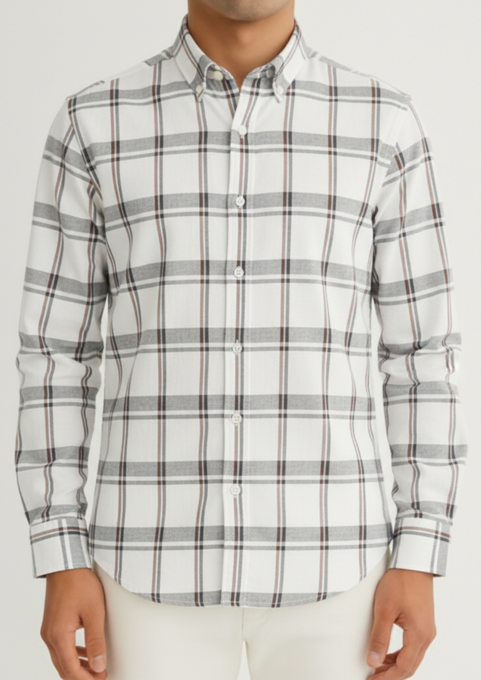 Men’s Beige Check Casual Shirt