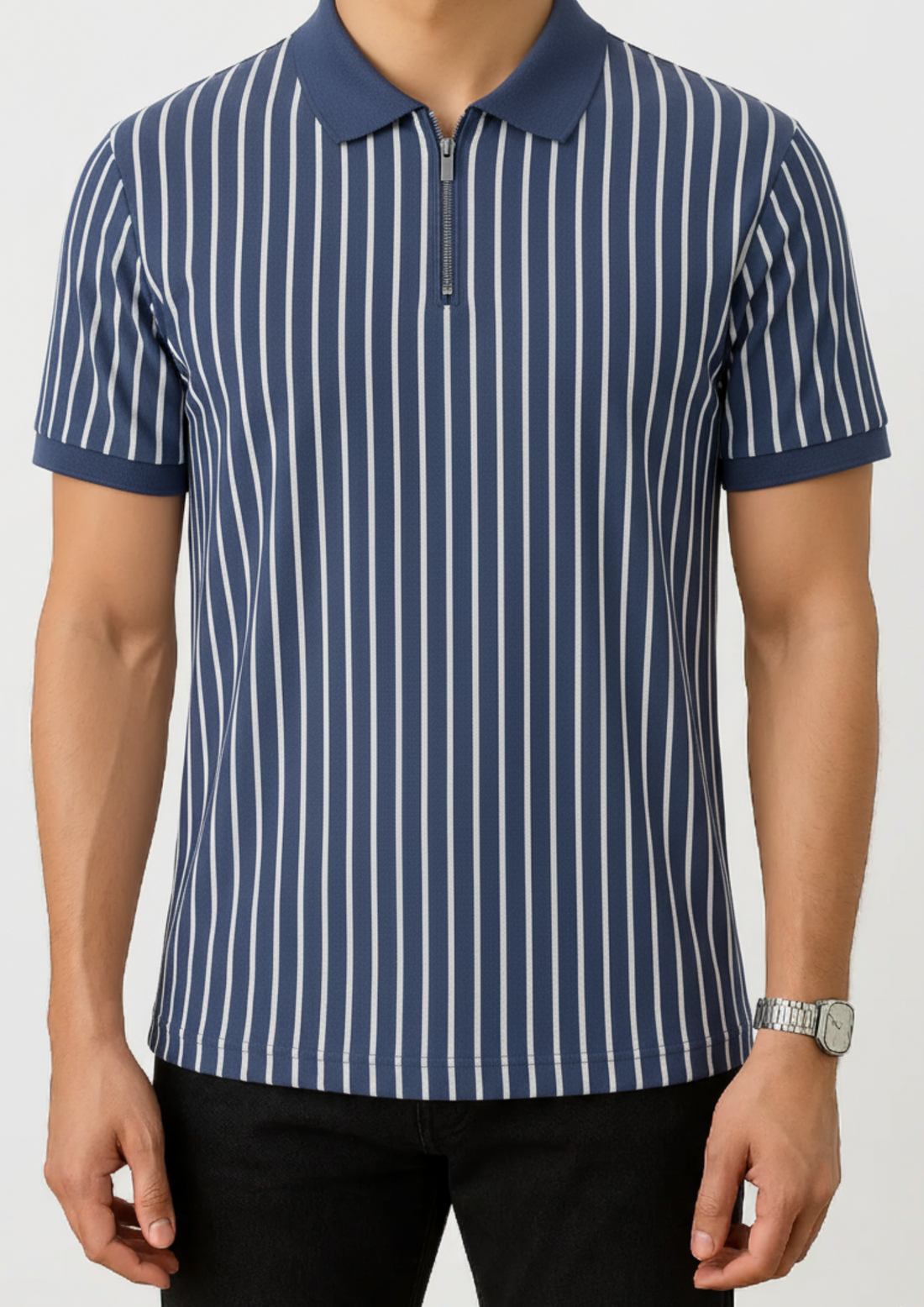 Men’s Blue Slim-Fit Casual Shirt