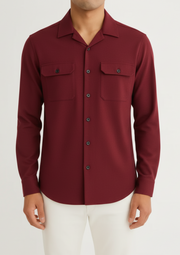 Men’s Maroon Casual Button-Down Shirt