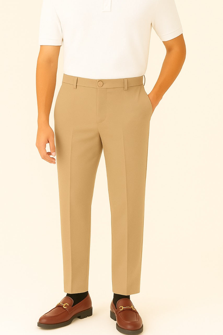 Revorn Tailored Popcorn Pants – Beige