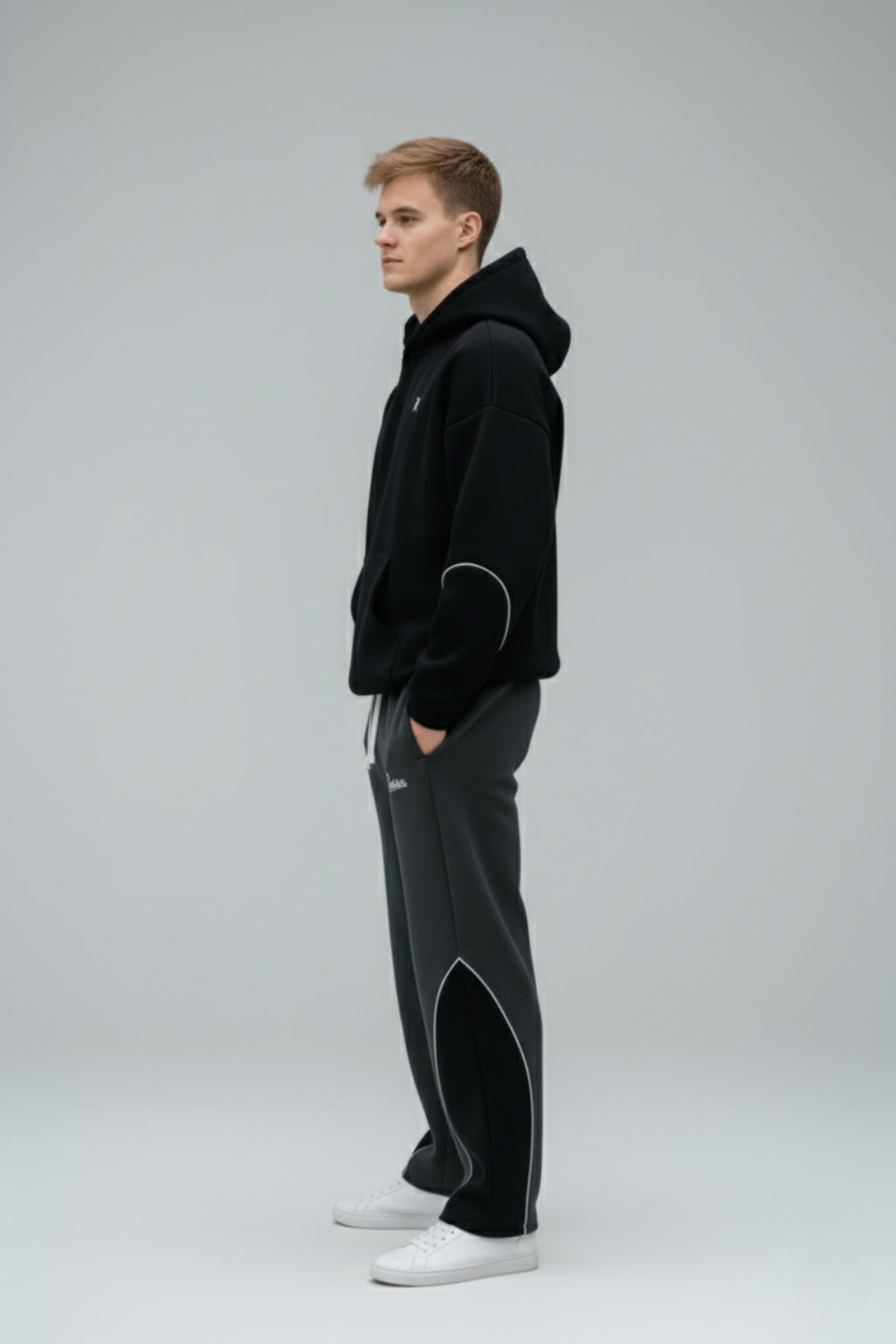 Signature unisex Black Contrast Co-ord Set