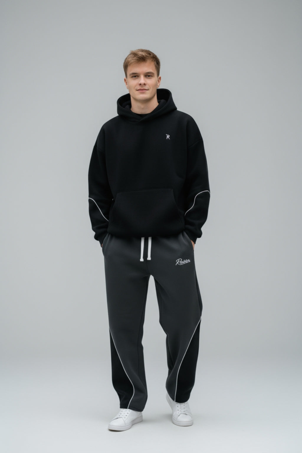 Signature unisex Black Contrast Co-ord Set