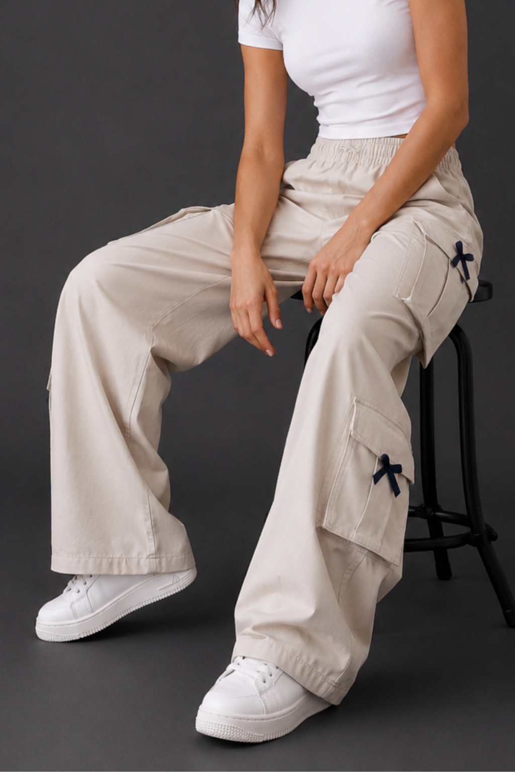 Revorn Bow Cargo Pants – Women's Wide Leg-4