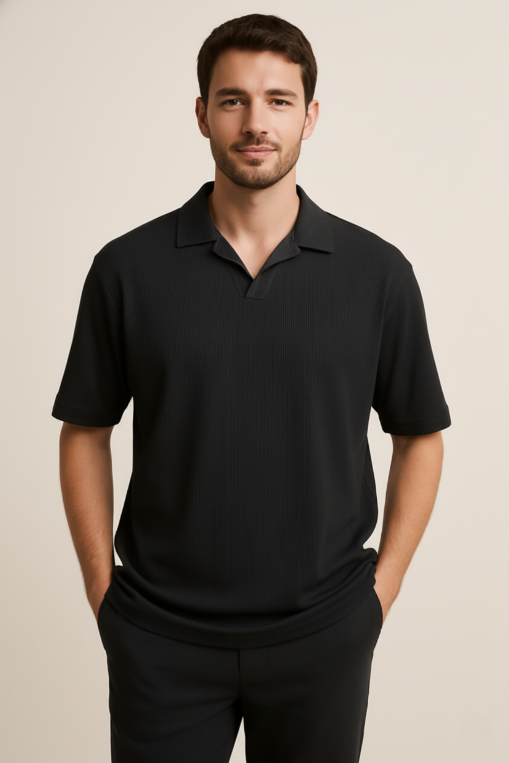 ZAIR – Classic Black | Stretch Slim Fit Men’s T-Shirt by Revorn