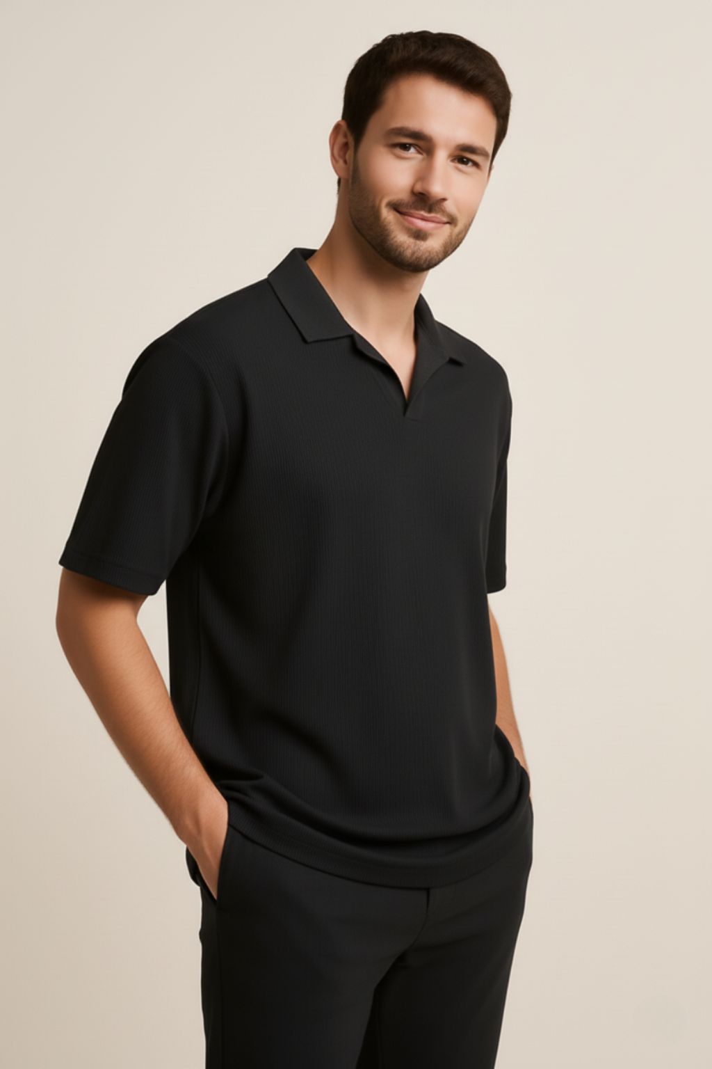 ZAIR – Classic Black | Stretch Slim Fit Men’s T-Shirt by Revorn