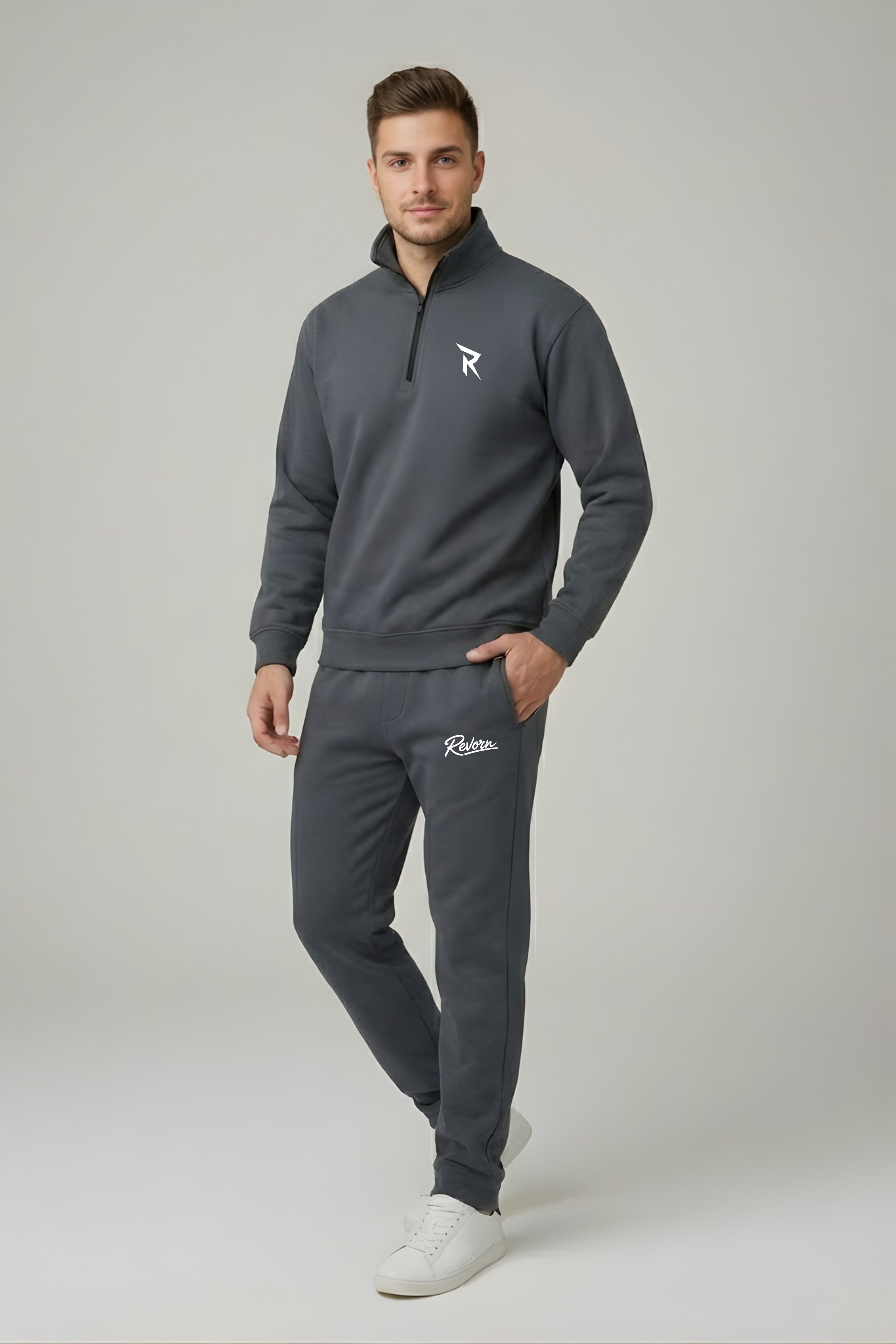 Classic Grey Quarter-Zip Set-3