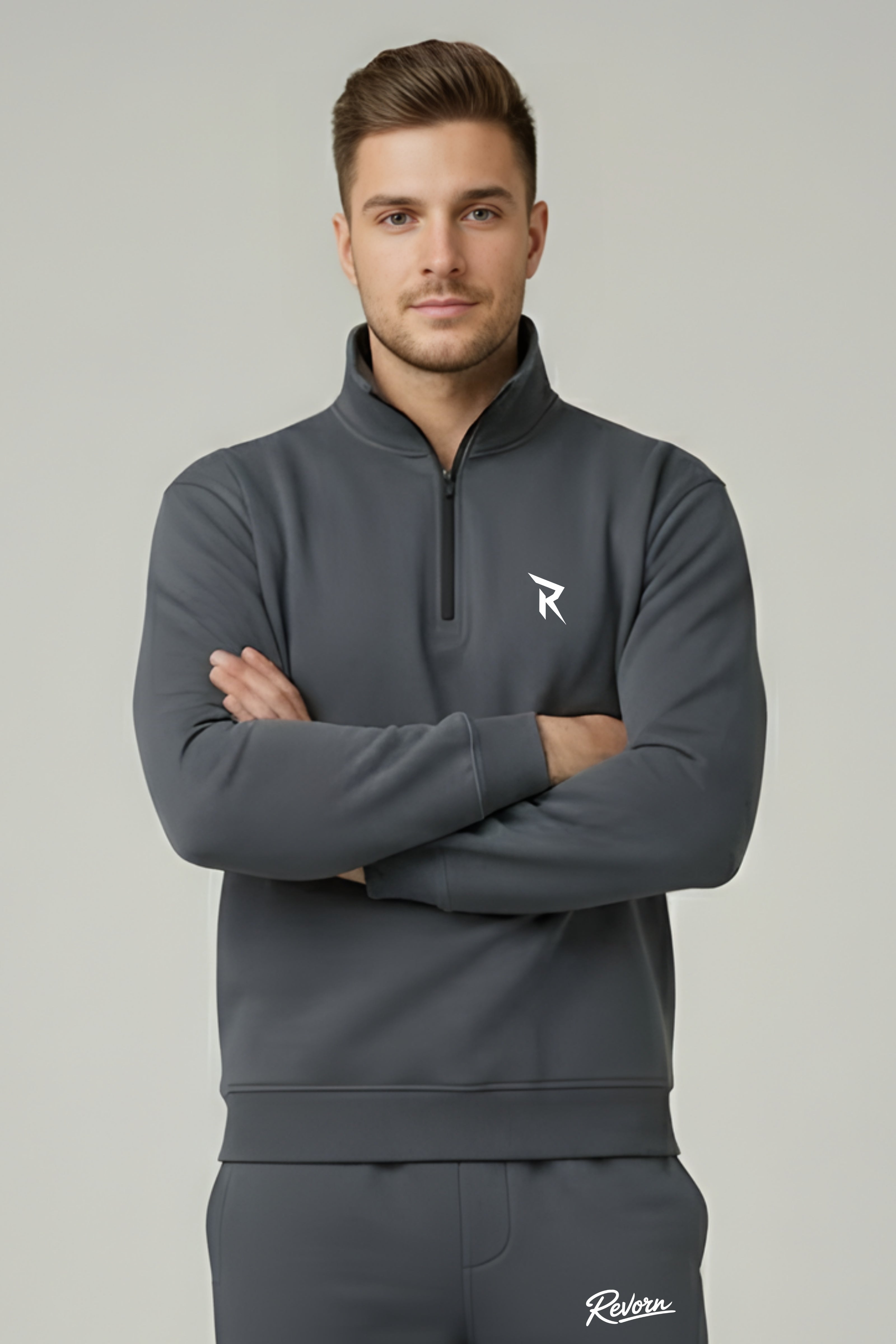 Classic Grey Quarter-Zip Set-4