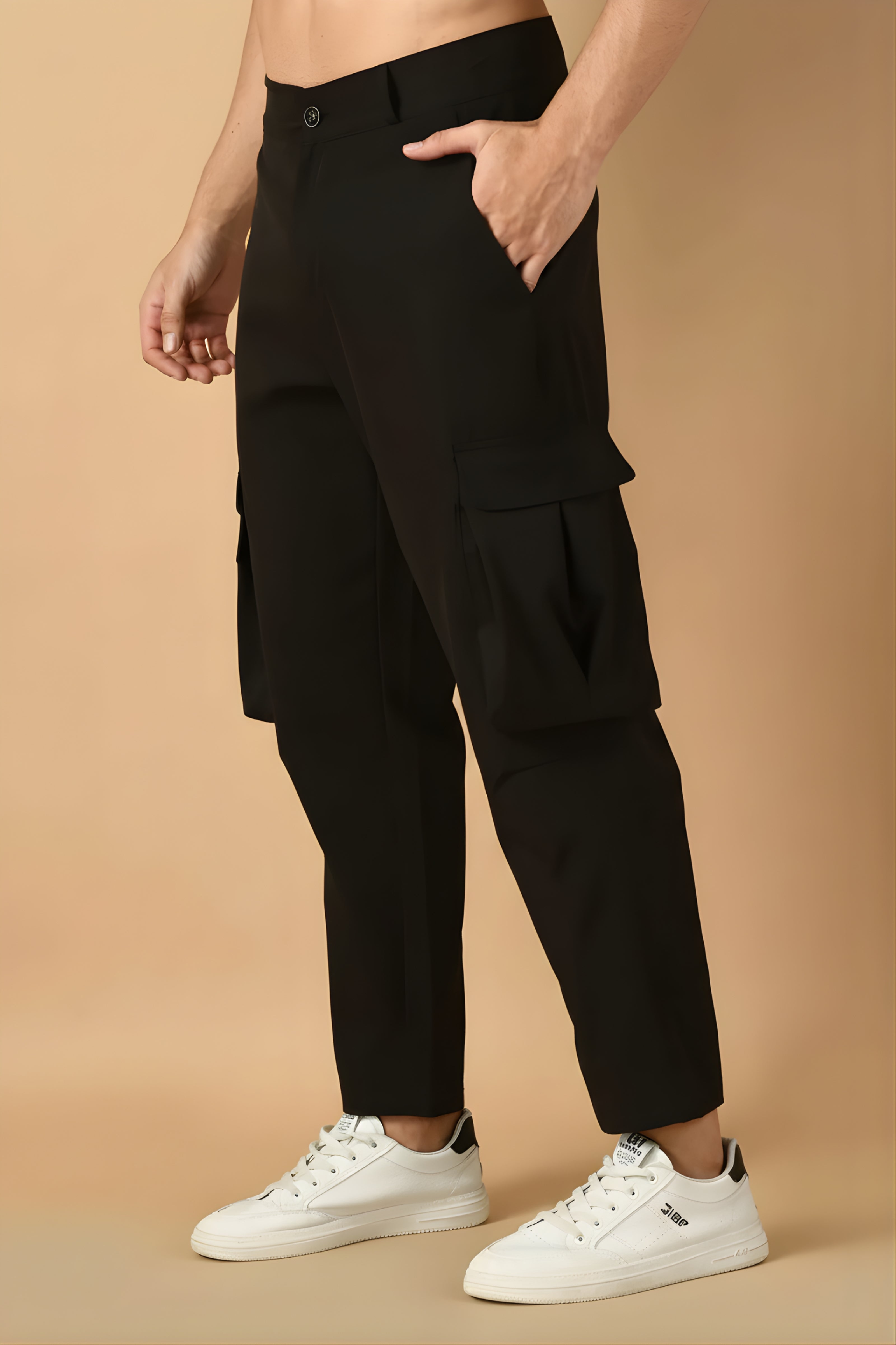 Revorn Shacket – Black & Camel Two-Tone Zipper Jacket & Cargo Trouser