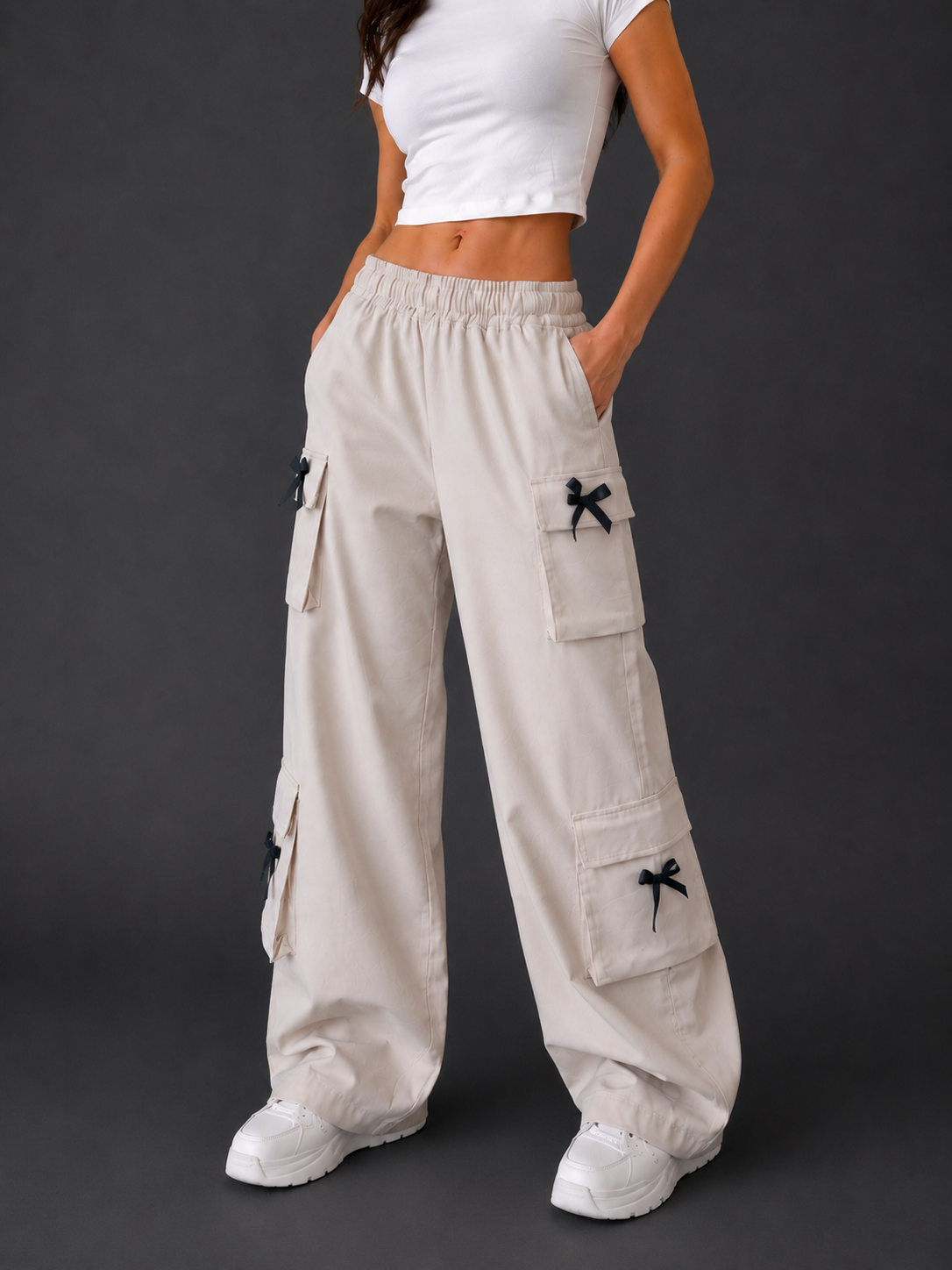Revorn Bow Cargo Pants – Women's Wide Leg-3