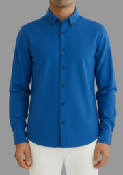 Men’s Blue Slim-Fit Casual Shirt