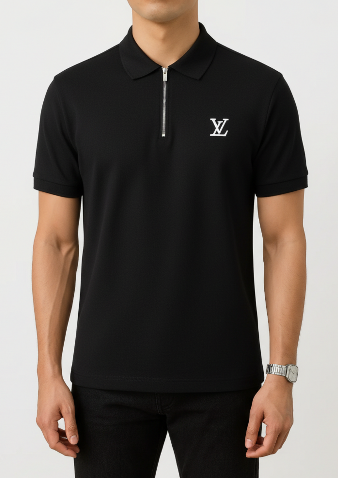 Men’s Black Slim-Fit Casual Shirt