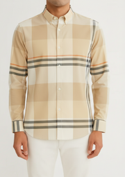Men’s Beige Check Casual Shirt