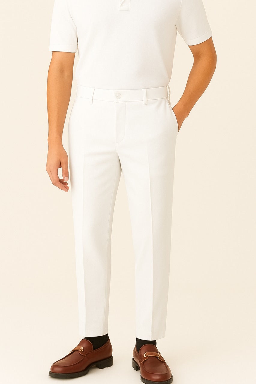 Revorn Tailored Popcorn Pants – White