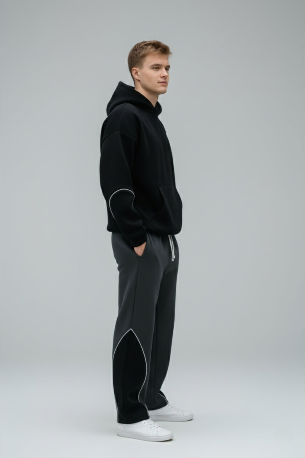 Signature unisex Black Contrast Co-ord Set