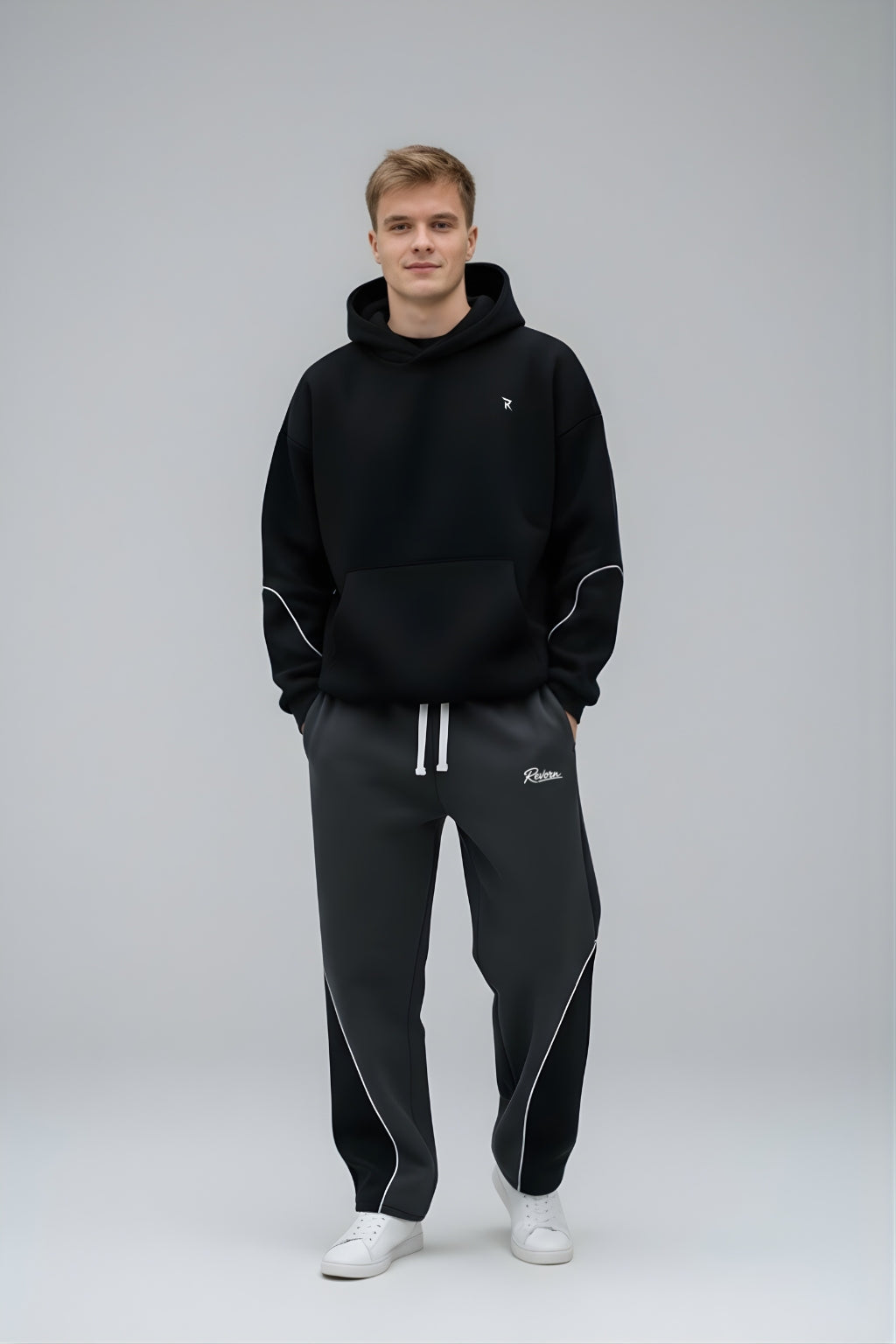 REVORN Black Straight-Fit Trouser