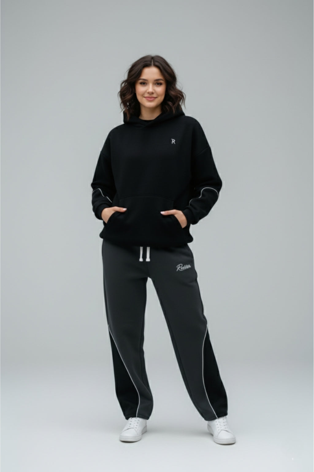 Signature unisex Black Contrast Co-ord Set