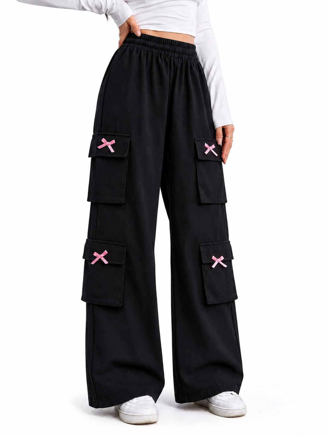 Revorn Bow Cargo Pants – Women's Wide Leg-3