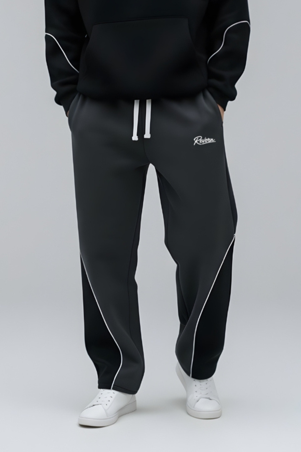 REVORN Black Straight-Fit Trouser